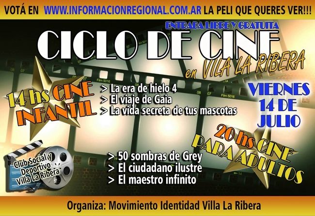 Cine para grandes y chicos en Villa La Ribera: Elegí la película