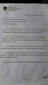 La comuna de Oliveros pidió la localia para hacer los carnet de conducir