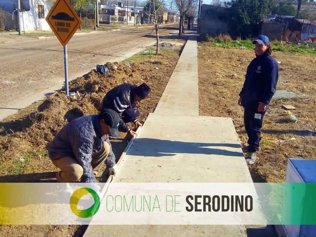 Continúan las obras en la comuna de Serodino: el turno de las veredas