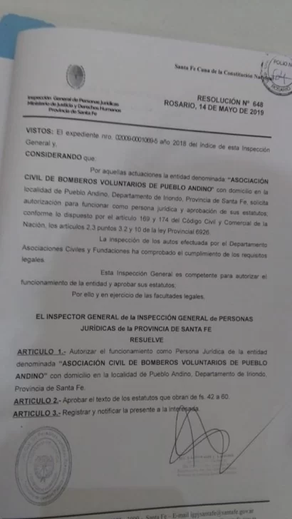 Los Bomberos Voluntarios ya cuentan con su personería jurídica