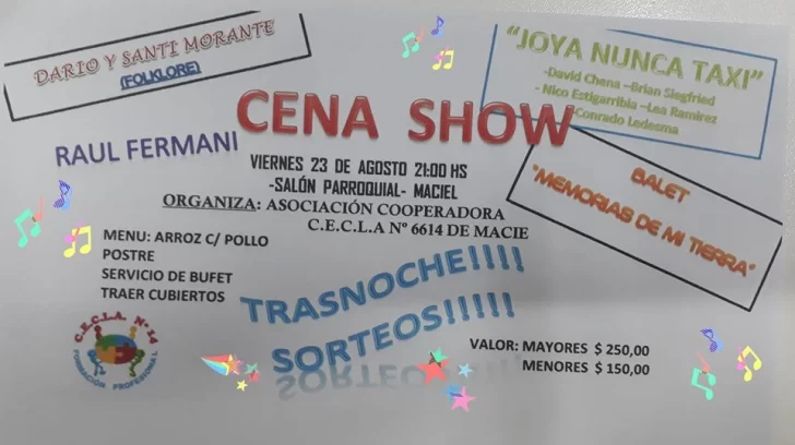 Para Agendar: Gran cena show del CECLA de Maciel