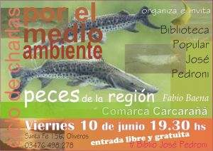 Charla sobre peces de la región en una nueva jornada de Comarca Carcarañá