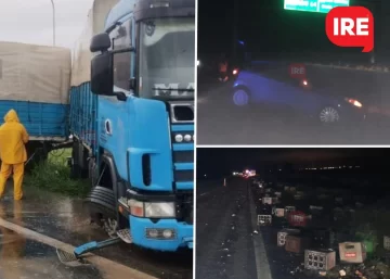 Lluvias y accidentes: Dos autos y dos camiones despistaron ayer en autopista