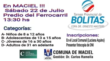 Se jugará en Maciel la fase local del Torneo de Bolitas