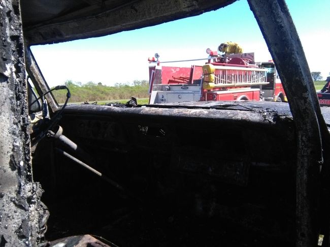Autopista: Principio de incendio en la cabina de un camión