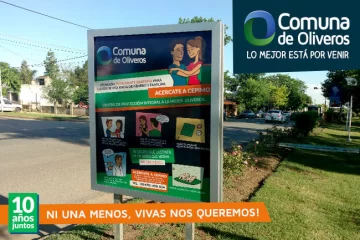 Colocaron un cartel para concientizar sobre la violencia contra la mujer