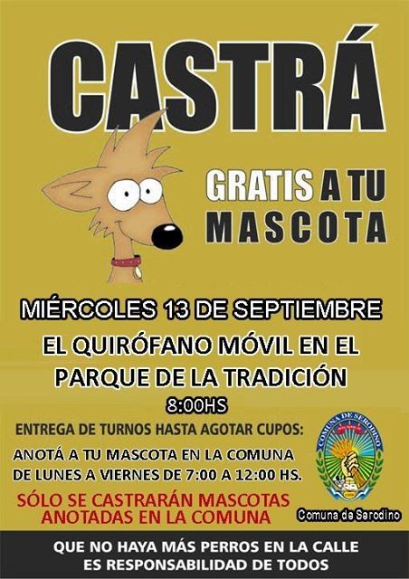 Serodino: Nueva oportunidad para esterilizar mascotas