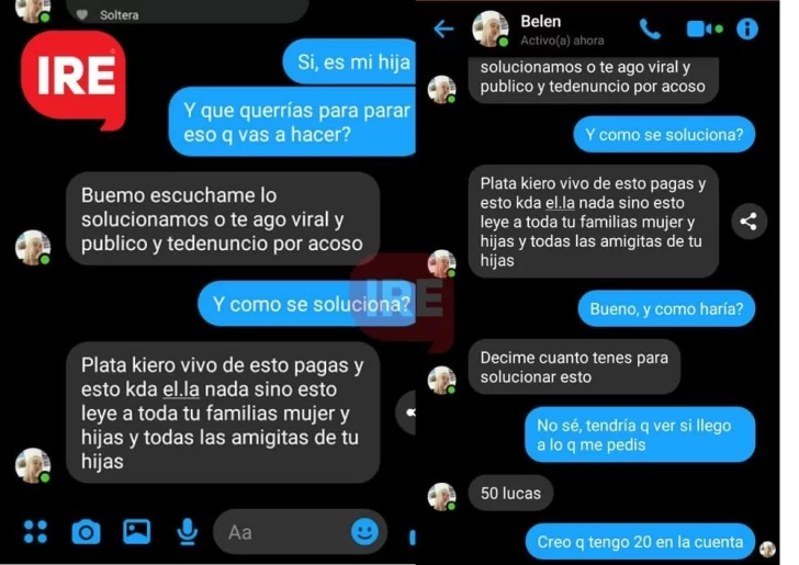 Un chat privado se convirtió en amenazas: “Si no me pagas te escracho”