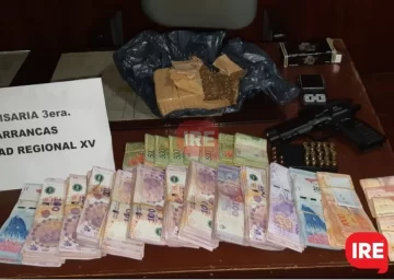 Detuvieron en Aragón a un hombre con drogas, un arma y casi 300 mil pesos