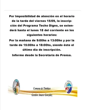 Timbúes: Último día de inscripciones al Plan “Techo digno”