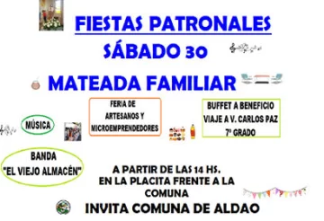 Aldao se prepara para celebrar sus fiestas patronales