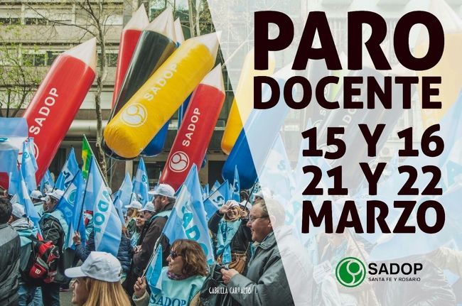 Los días 15 y 16, 21 y 22 habrá paro docente