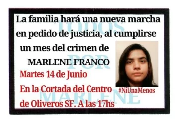 A un mes, la Familia de Marlene convoca a una nueva marcha