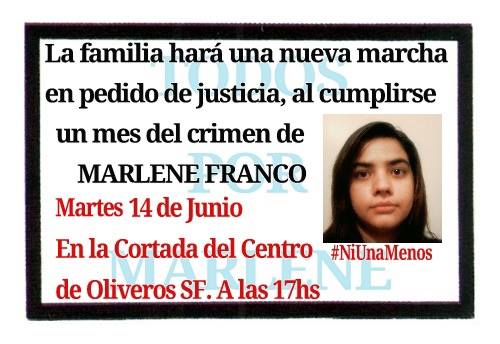 A un mes, la Familia de Marlene convoca a una nueva marcha