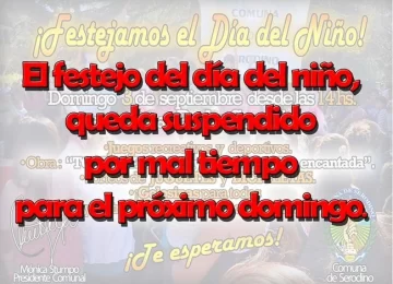 Por mal clima pospusieron los festejos por el día del niño