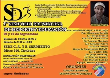 Timbúes, sede del 1º Simposio Provincial de Deporte y Educación