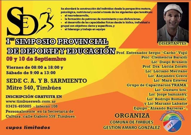 Timbúes, sede del 1º Simposio Provincial de Deporte y Educación