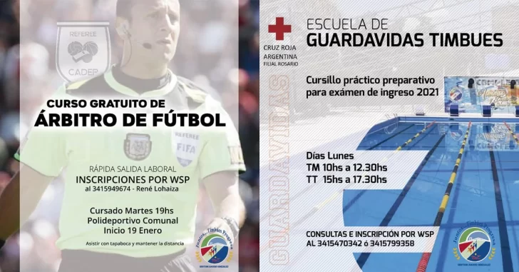 Timbúes ofrece capacitaciones para ser árbitro de fútbol o guardavidas