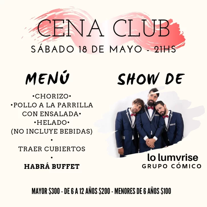 No te la pierdas: Gran cena y show en el Club Sportivo Belgrano