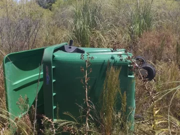 Desapareció un contenedor y lo encontraron tirado en la barranca