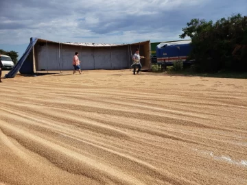 Un camión volcó su carga a la altura de Oliveros e interrumpió la circulación por horas