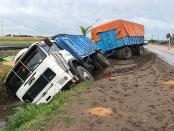 Un camionero de Barrancas despistó y terminó en una zanja en Timbúes