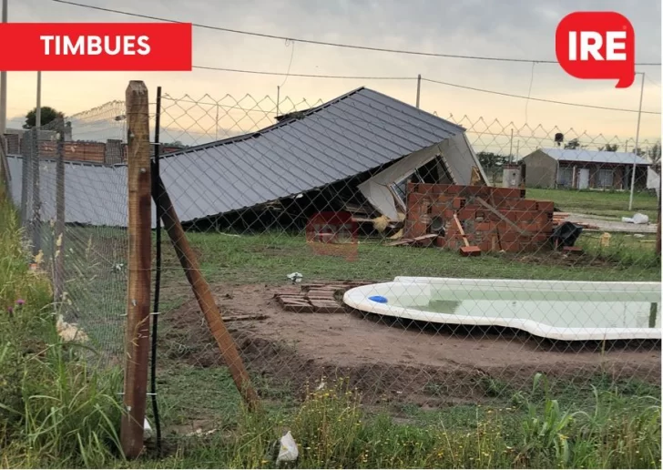 El temporal destrozó viviendas en Timbúes y hubo que asistir y evacuar familias