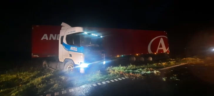 Monje: Despistó un camión de Andreani y quedó sobre el cantero central de autopista