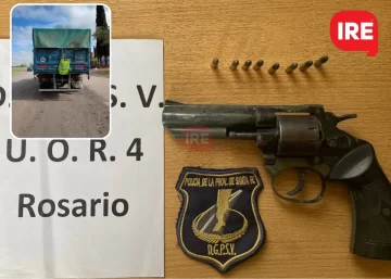 Control y detención en La Ribera: Un camionero llevaba un revólver con municiones