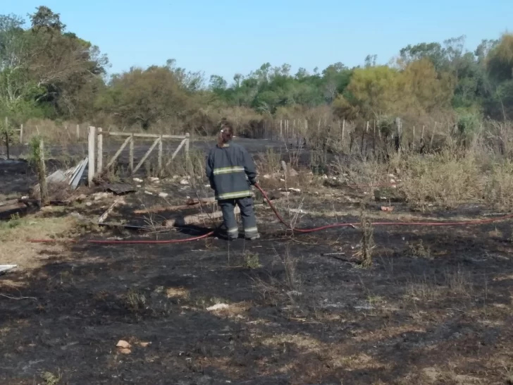 Ardió en llamas parte de un campo en Oliveros: Bomberos trabajaron cerca de 4 horas