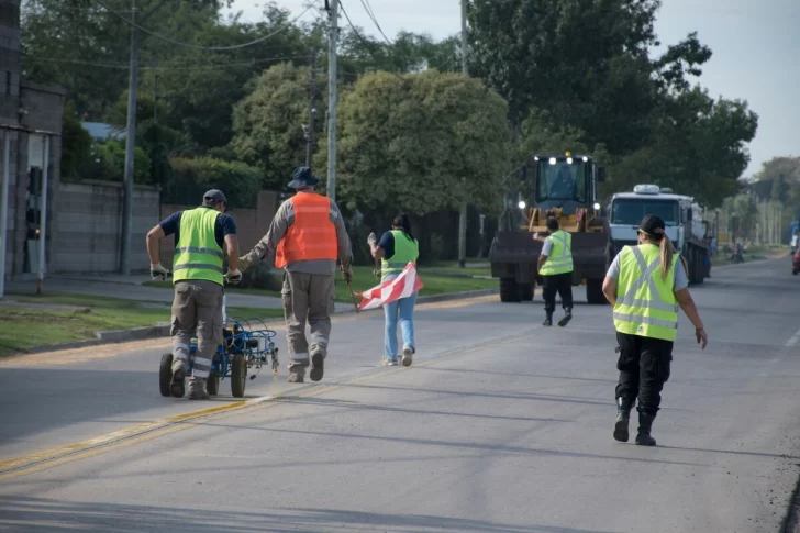 Iniciaron los trabajos de señalización y seguridad vial sobre Ruta 11 en Timbúes